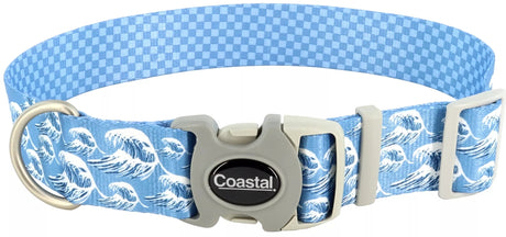 18-26"L x 1.5"W Coastal Pet Sublime Adjustable Dog Collar Blue Waves