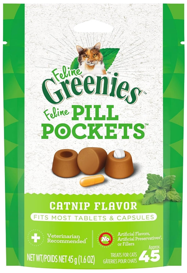 1.6 oz Greenies Feline Pill Pockets Catnip Flavor