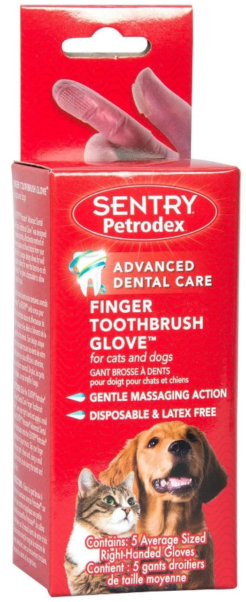 30 count (6 x 5 ct) Sentry Petrodex Finger Toothbrush Glove for Cats and Dogs