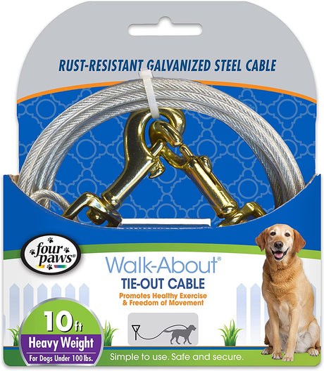 10' long - 4 count Four Paws Tie-Out Cable Heavy Weight