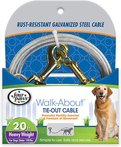20' long - 3 count Four Paws Tie-Out Cable Heavy Weight