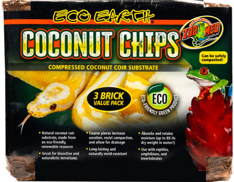 12 count (4 x 3 ct) Zoo Med Eco Earth Coconut Chips Brick