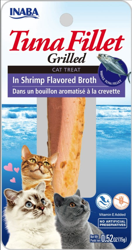 6.25 oz (12 x 0.52 oz) Inaba Tuna Fillet Grilled Cat Treat in Shrimp Flavored Broth