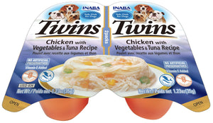12 count (6 x 2 ct) Inaba Twins Chicken with Vegetables and Tuna Recipe Side Dish for Dogs