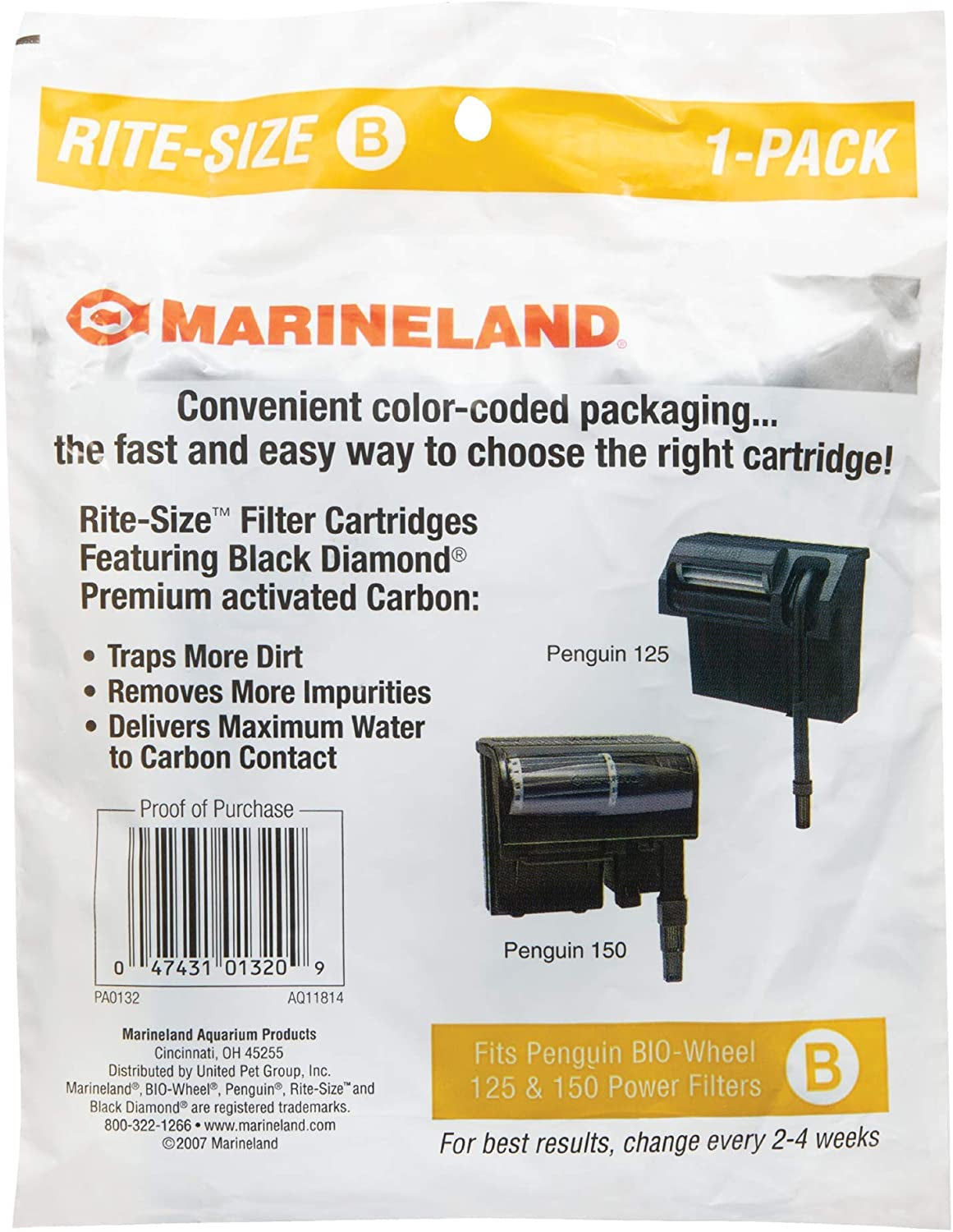 1 count Marineland Rite-Size B Cartridge (Penguin 110B, 125B and 150B)