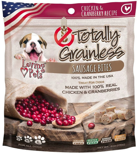 6 oz Loving Pets Totally Grainless Sausage Bites Chicken and Cranberry