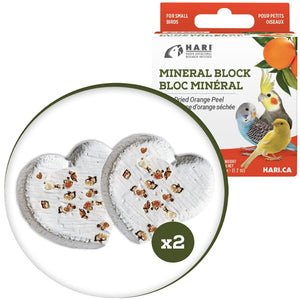 14.4 oz (12 x 1.2 oz) HARI Orange Peel Mineral Block for Small Birds