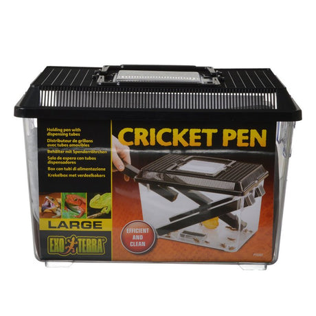 Large - 3 count Exo Terra Cricket Pen Holds Crickets with Dispensing Tubes for Feeding Reptiles