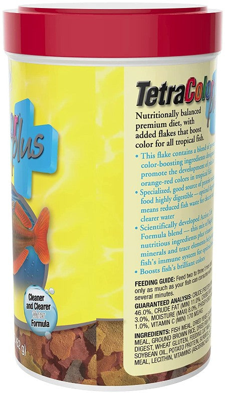 12.12 oz (6 x 2.2 oz) Tetra TetraColor Plus Tropical Flakes Fish Food Boosts Color for Maximum Beauty