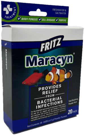 24 count (3 x 8 ct) Fritz Aquatics Maracyn Bacterial Treatment Powder for Freshwater and Saltwater Aquariums
