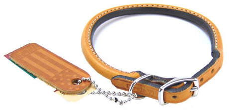 14"L x 3/8"W Circle T Oak Tanned Leather Round Dog Collar Tan