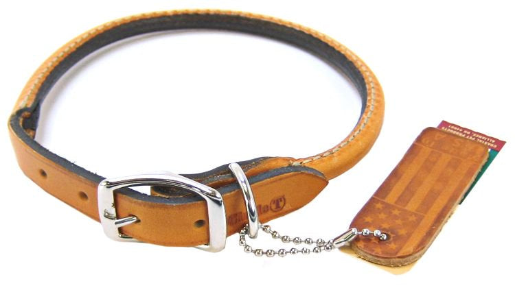 16"L x 5/8"W Circle T Oak Tanned Leather Round Dog Collar Tan