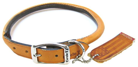 18"L x 3/4"W Circle T Oak Tanned Leather Round Dog Collar Tan