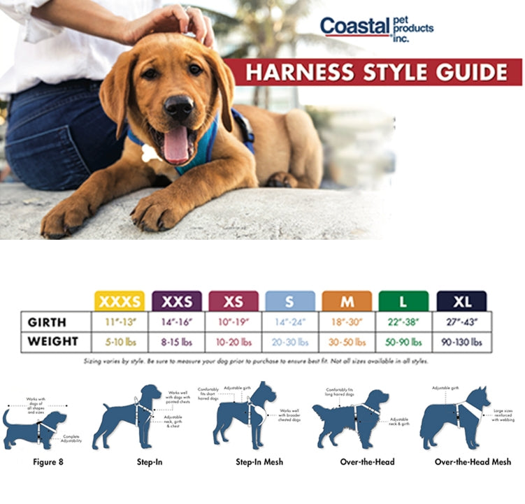 Coastal Pet Pro Waterproof Dog Harness 3/4" Aqua - PetMountain.com