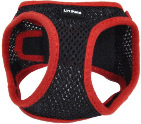 Lil Pals Comfort Mesh Harness Black with Red Lining - PetMountain.com