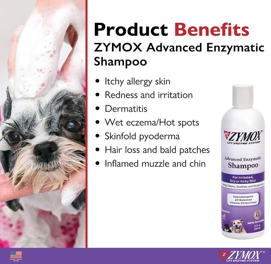12 oz Zymox Shampoo with Vitamin D3 for Dogs and Cats