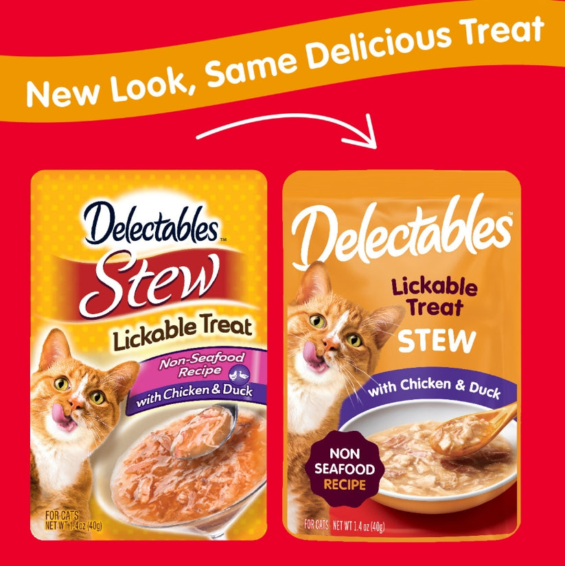 12 count (12 x 1 ct) Hartz Delectables Stew Lickable Treat for Cats Chicken and Duck