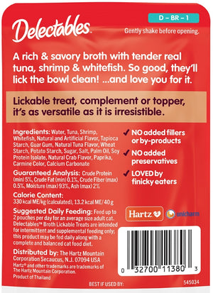 1 count Hartz Delectables Savory Broth Lickable Treat for Cats Tuna Shrimp and Whitefish