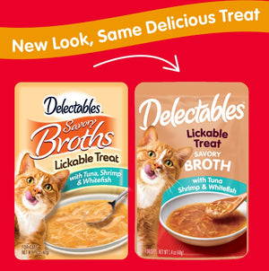 12 count (12 x 1 ct) Hartz Delectables Savory Broth Lickable Treat for Cats Tuna Shrimp and Whitefish