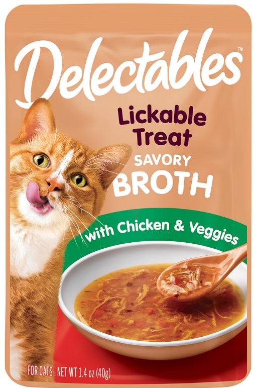 12 count (12 x 1 ct) Hartz Delectables Savory Broth Lickable Treat for Cats Chicken and Veggies