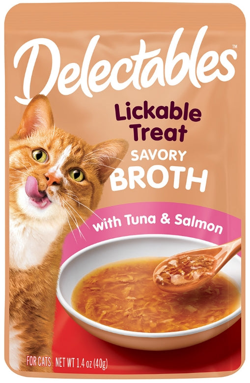 12 count (12 x 1 ct) Hartz Delectables Savory Broth Lickable Treat for Cats Tuna and Salmon