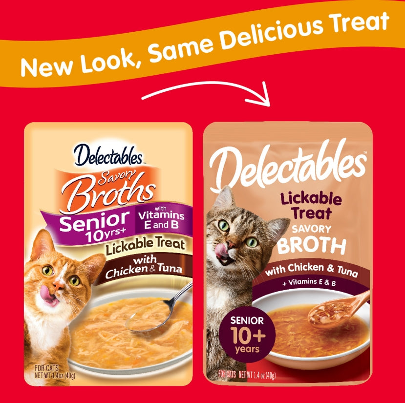 1 count Hartz Delectables Savory Broth Lickable Treat for Senior Cats Chicken and Tuna