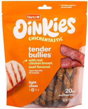 20 count Hartz Oinkies Chickentastic Tender Bullies for Dogs