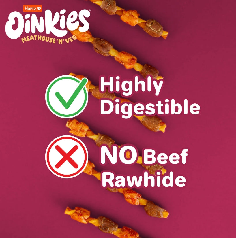 108 count (6 x 18 ct) Hartz Oinkies Meathouse n Veg Hearty Kabobs for Dogs