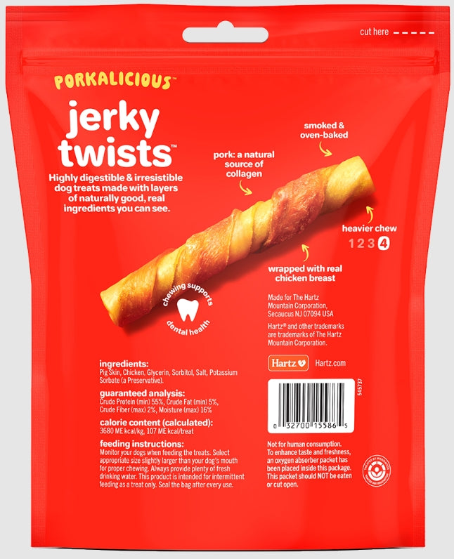 16 count Hartz Oinkies Porkalicious Jerky Twists for Dogs