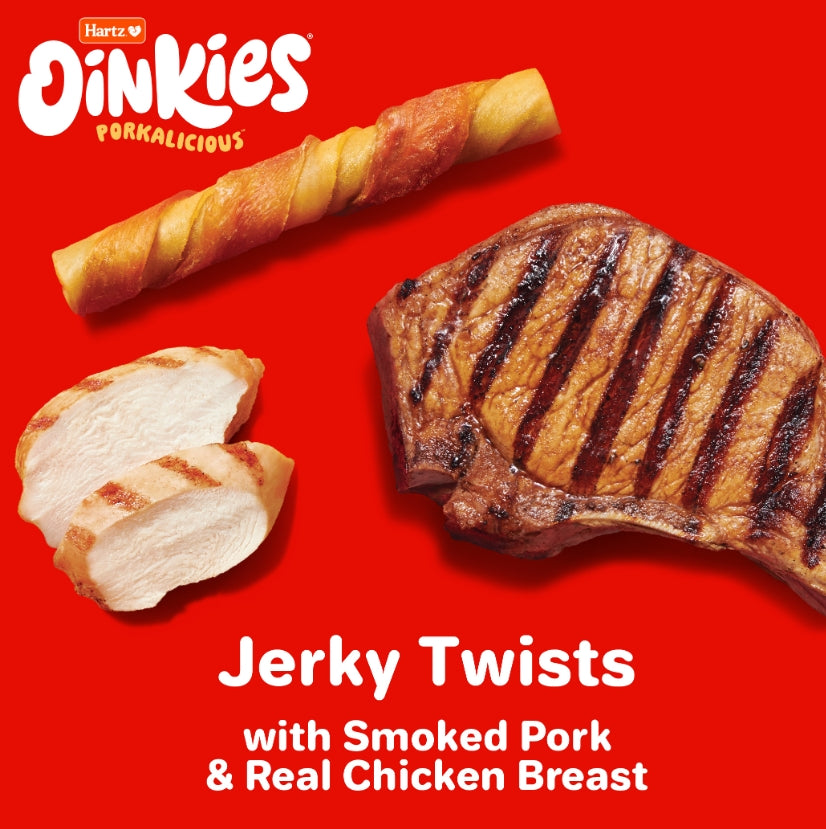 16 count Hartz Oinkies Porkalicious Jerky Twists for Dogs
