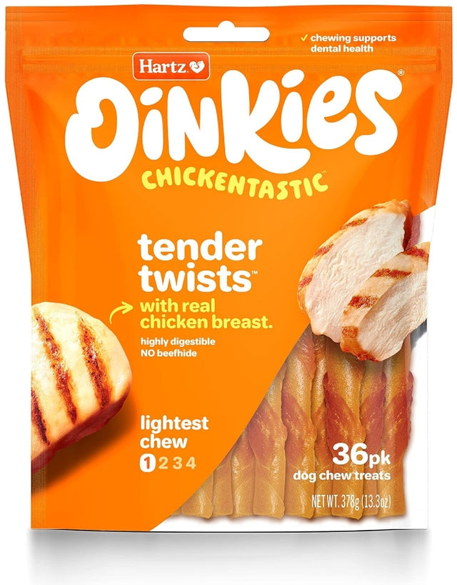 108 count (3 x 36 ct) Hartz Oinkies Chickentastic Tender Twists for Dogs