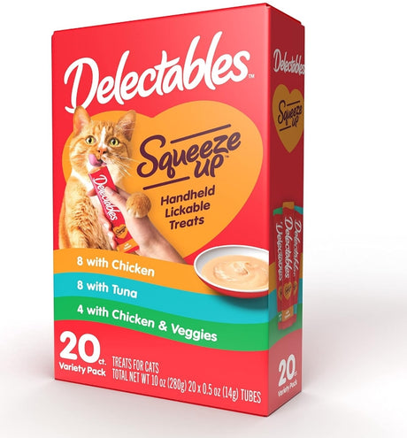 20 count Hartz Delectables Squeeze Up Cat Treat Variety Pack Chicken Tuna and Veggies