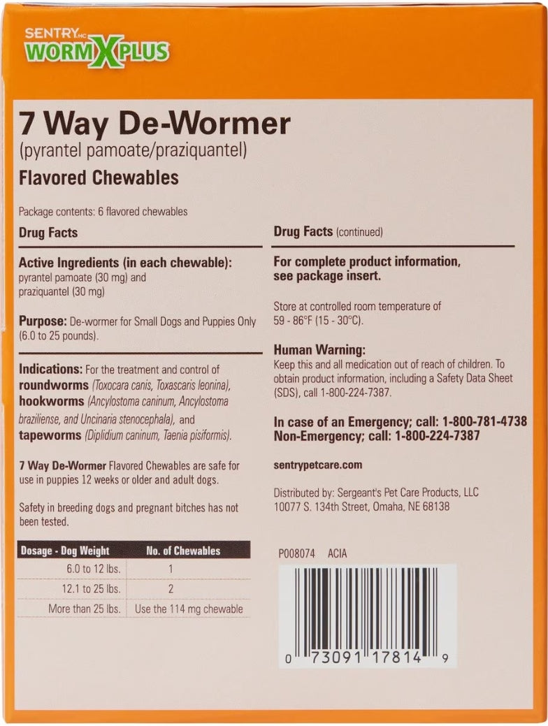 Sentry dewormer store dosage for puppies