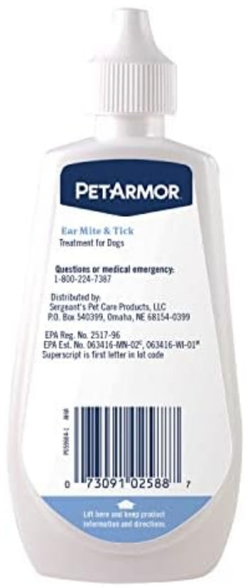 3 oz PetArmor Ear Mite and Tick Treatment for Dogs