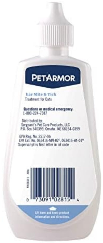 27 oz (9 x 3 oz) PetArmor Ear Mite and Tick Treatment for Cats