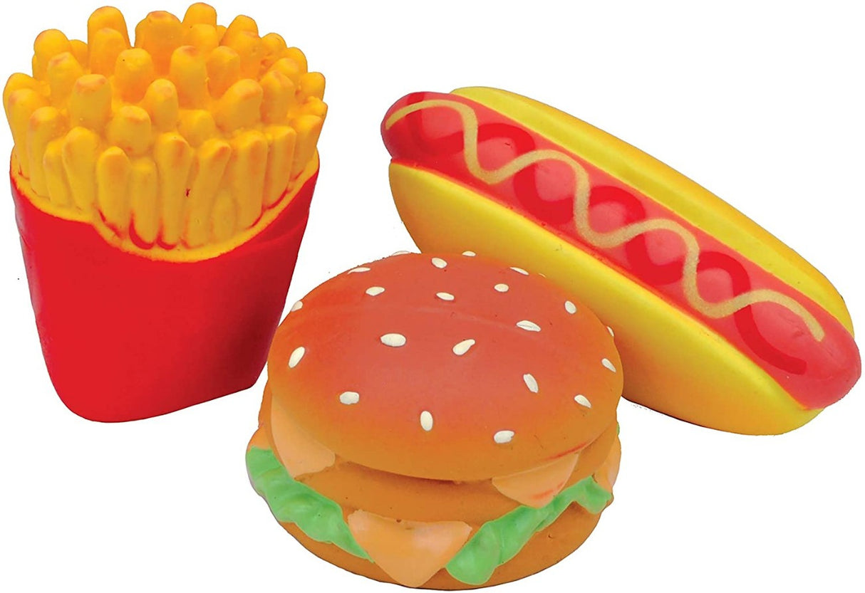 1 count Lil Pals Lil Pals Latex Hamburger, Fries, and Hotdog Dog Toys