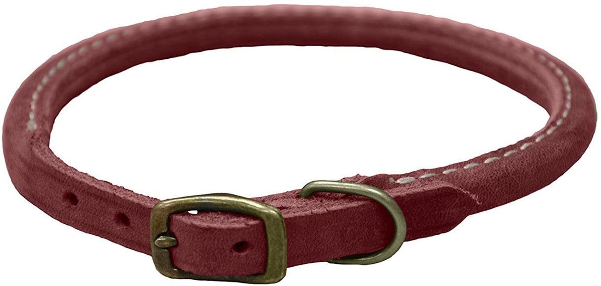 Circle T Rustic Leather Dog Collar Brick Red - PetMountain.com