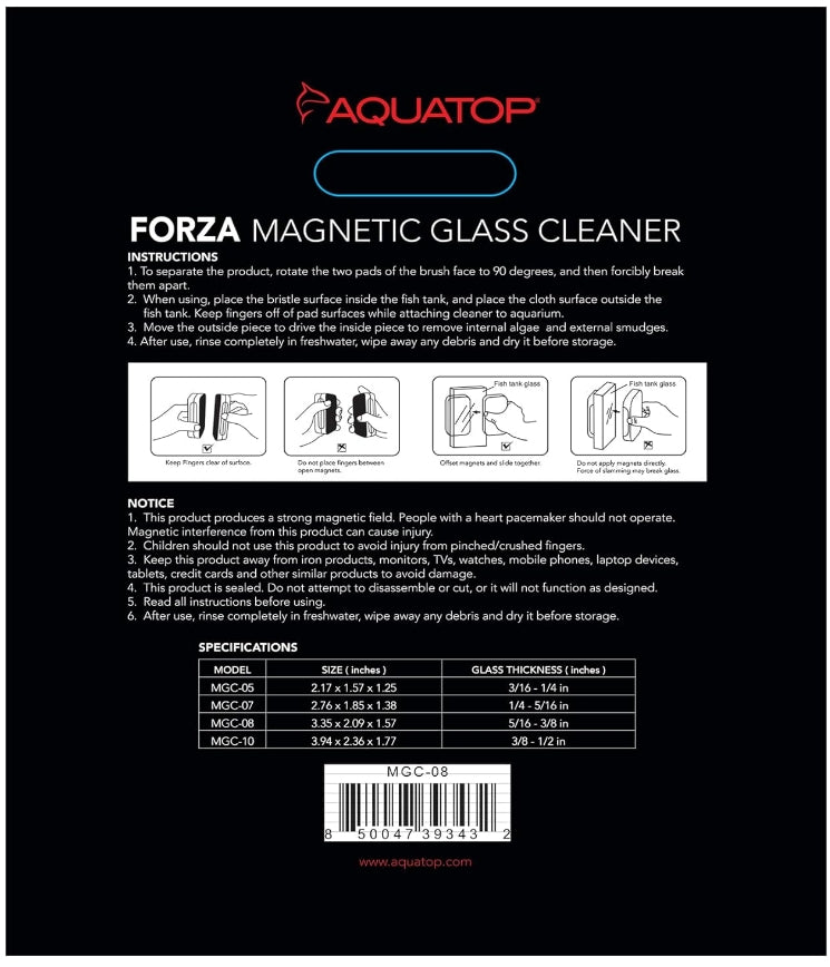 Large - 1 count Aquatop Forza Floating Magnetic Glass Cleaner