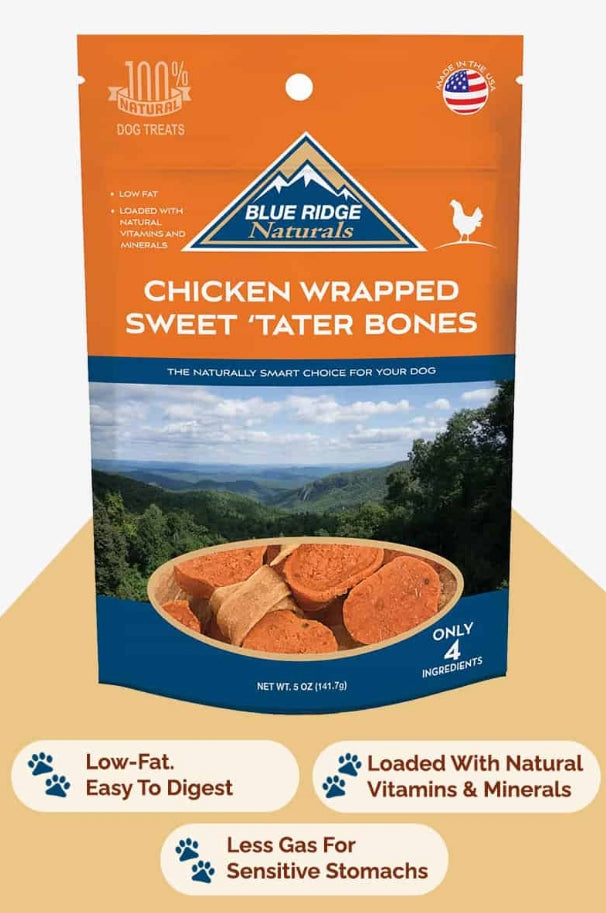 45 oz (9 x 5 oz) Blue Ridge Naturals Chicken Wrapped Sweet Tater Bones
