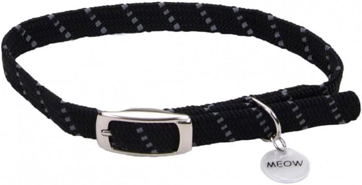 10"L x 3/8"W Coastal Pet ElastaCat Reflective Safety Stretch Collar Black