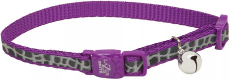 8-12"L x 3/8"W Coastal Pet Lazer Brite Reflective Adjustable Breakaway Cat Collar Purple Animal Print