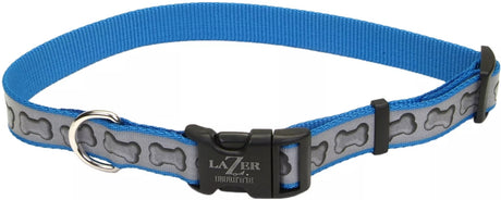 8-12"L x 3/8"W Coastal Pet Lazer Brite Reflective Adjustable Dog Collar Turquoise Bones