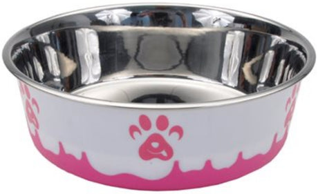 1 count Coastal Pet Maslow Design Series Non-Skid Dog Bowl Pink Paws