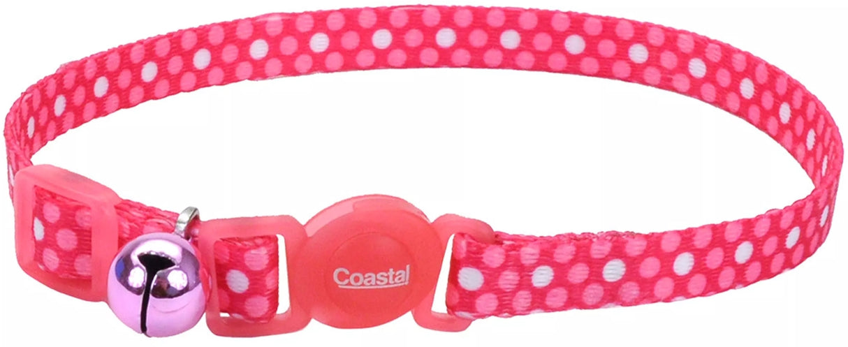 8-12"L x 3/8"W Coastal Pet Safe Cat Adjustable Breakaway Collar Pink Dot