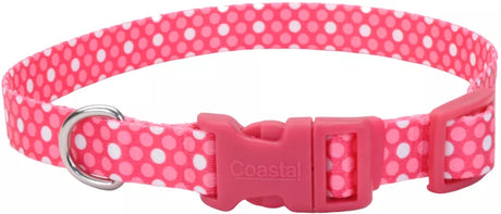 10-14"L x 5/8"W Coastal Pet Styles Adjustable Dog Collar Pink Dots