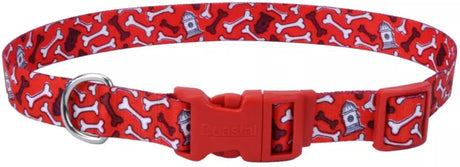 8-12"L x 3/8"W Coastal Pet Styles Adjustable Dog Collar Red Bones
