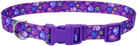 8-12"L x 3/8"W Coastal Pet Styles Adjustable Dog Collar Special Paws Purple