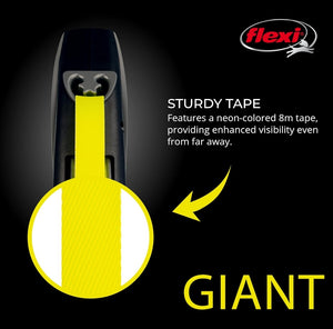 Medium - 1 count Flexi Giant Retractable Tape Dog Leash Black / Neon