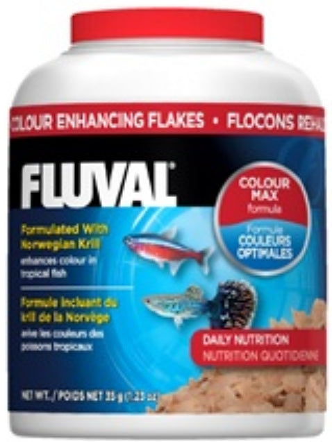 4.92 oz (4 x 1.23 oz) Fluval Color Enhancing Flakes Fish Food For Tropical Fish