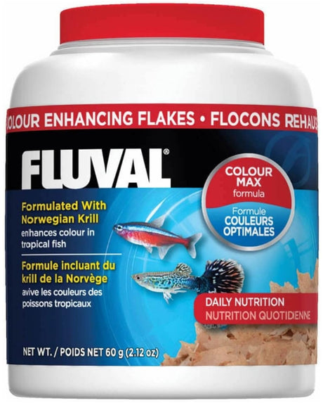 2.12 oz Fluval Color Enhancing Flakes Fish Food For Tropical Fish